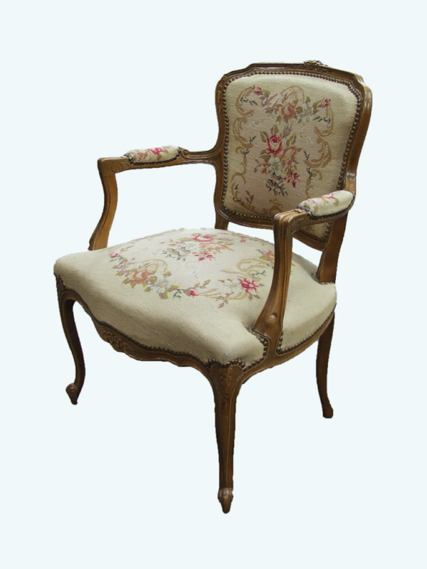 Fauteuil  Engels hout met creme
